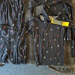NWT Lot of 2 Carter's Navy Hoodie Pajama Top with Tiny Red & Cream Figures